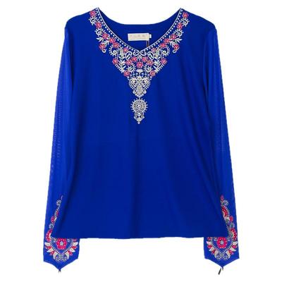 2025牛奶丝烫钻刺绣新疆舞上衣