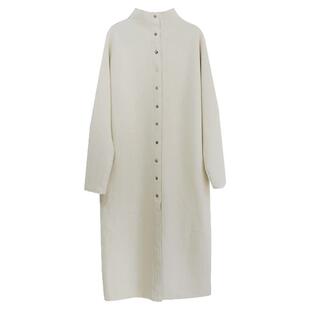 2026秋季新款文艺大衣棉麻空气层茧型针织中长款外套女宽松风衣