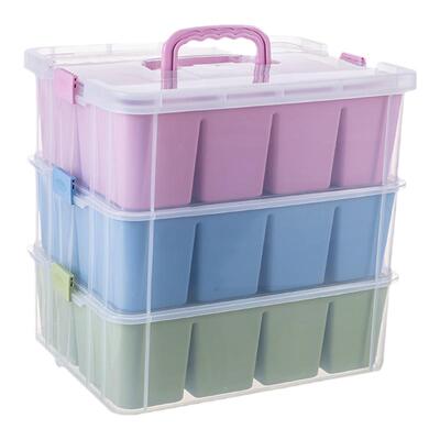 积木小颗粒分类透明手提整理箱