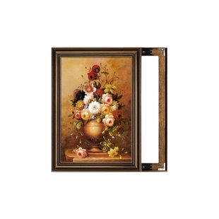 美式电表箱装饰画竖款免打孔配电箱遮挡电表盒欧式牡丹挂画高级感