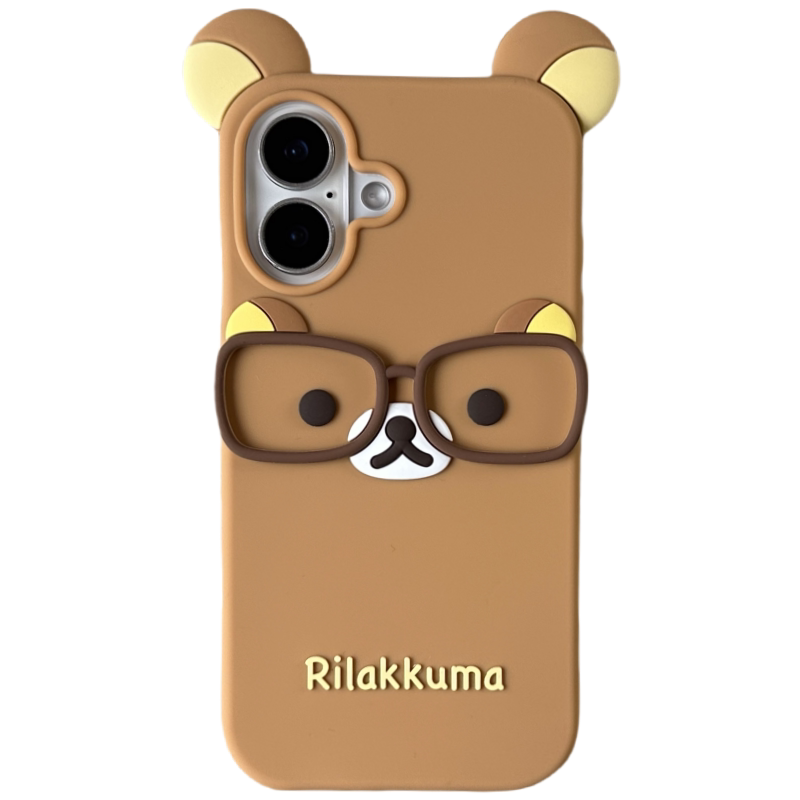 @BOBBY PLANET原创高品质柔软硅胶立体卡通可爱眼镜轻松熊情侣适用iPhone17Promax手机壳苹果1654