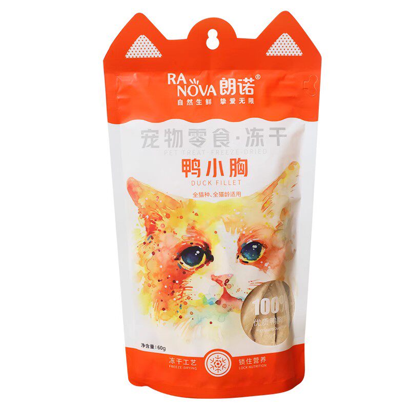 朗诺冻干猫咪零食生骨肉鸡脖小鱼干鹌鹑鸡肉幼猫成猫大耳袋冻干零