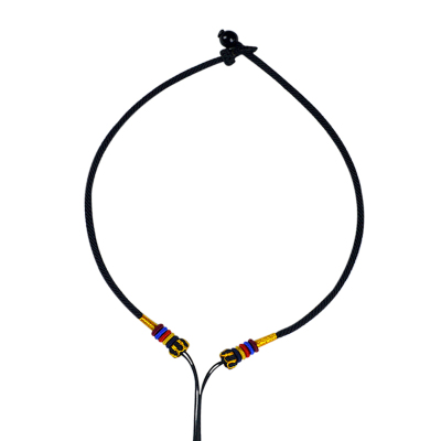 禹露项链绳手工编织横穿天珠