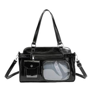 复古机车痛包娃包单肩小众斜挎包大容量通勤追星包应援棒带暗格