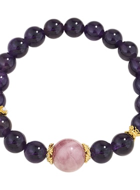 阿吉豆手链女天然紫水晶手串