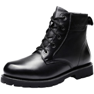 强人3515皮靴男冬季加厚保暖棉皮鞋战术靴皮毛一体东北防寒雪地靴