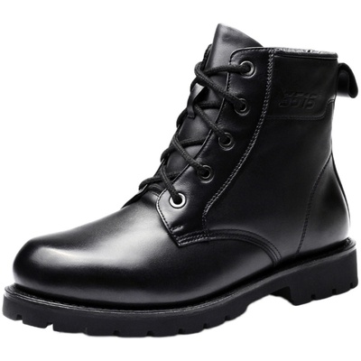 强人皮靴男冬季加厚羊毛保暖短靴