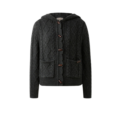 ELAND毛针织衫单排扣连帽开衫