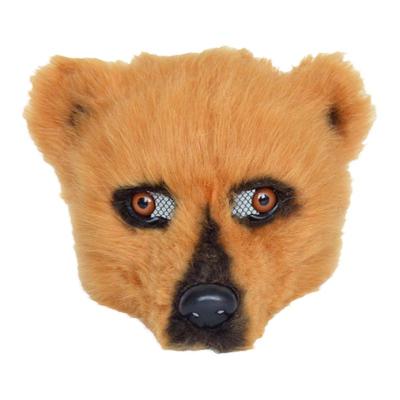 万圣节半脸棕熊仿真动物动物面具