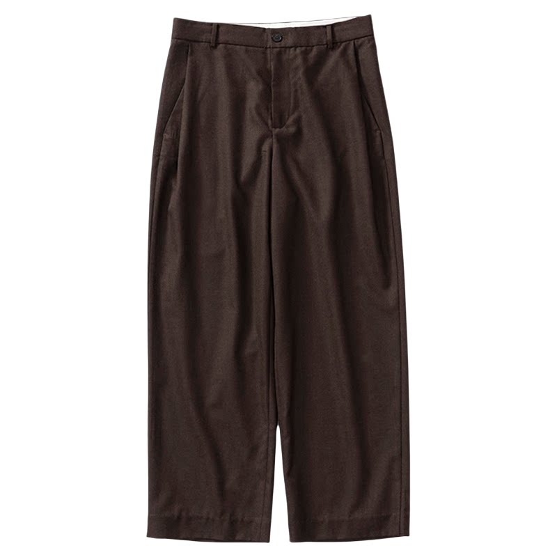 COMMON SCENTS精纺羊毛混纺素材宽松直筒褶裥休闲西裤男女同款