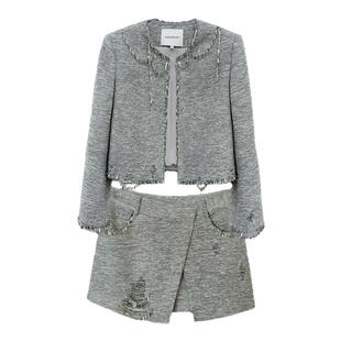 Cello Sonata 2024春季新款金属链条小香风外套裙裤两件套女时尚