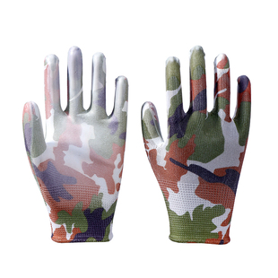 花色pu涂掌手套劳保浸胶涂胶工作干活耐磨透气防滑防静电轻工薄款