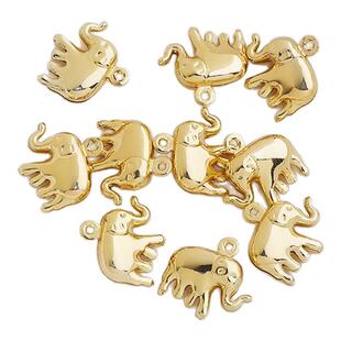 14K包金保色双面大象吊坠立体空心吉象挂件项链材料diy饰品配件