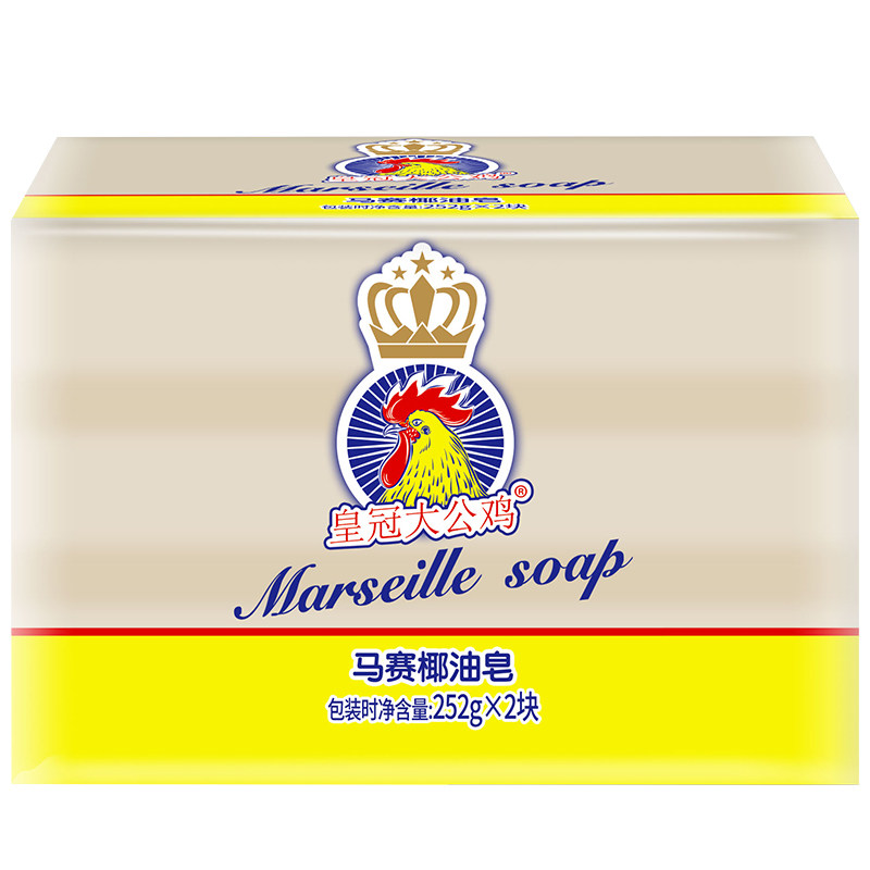 皇冠大公鸡252g*2块椰油皂家庭实惠装家用衣物内衣手洗皂