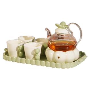 高颜值玻璃花茶壶套装花草水果茶具蜡烛加热下午茶茶壶花茶杯耐热