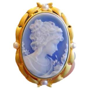 卡梅奥玛瑙浮雕胸针吊坠两用925银镀金定制小众复古欧洲古董珠宝