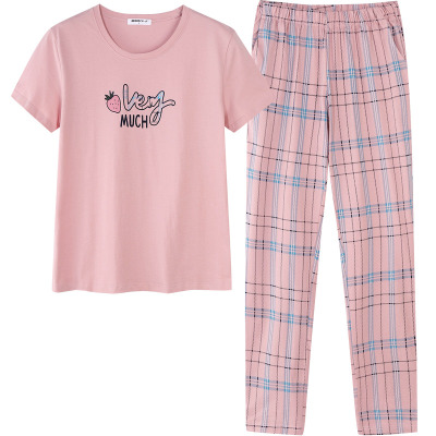 新一步纯棉睡衣女夏季短袖长裤