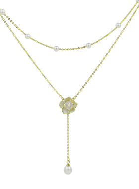 山茶花温柔显气质哦项链叠戴