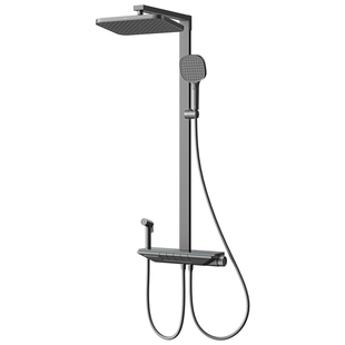 箭牌卫浴枪灰恒温淋浴花洒套装家用浴室钢琴键增压全铜淋浴器喷头