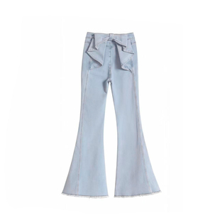 李李服饰亦菲同款后腰立体蝴蝶牛仔裤女26春季高腰翘臀喇叭裤