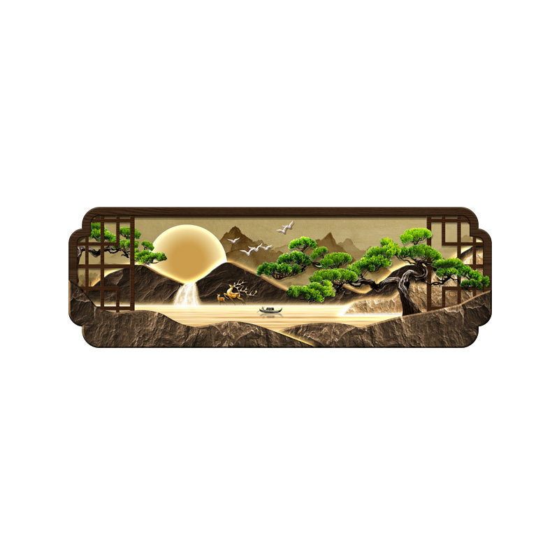 迎客松新中式禅意LED灯装饰画