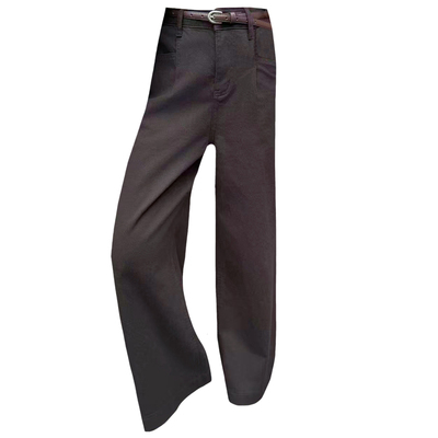 秋季咖啡色宽松显瘦女牛仔阔腿裤