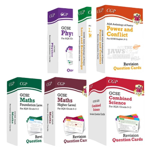 英国CGP原版 9-1 GCSE AQA Revision Question 生物化学物理数学法德英西班牙语等备考复习自测卡片多组合 14-15岁