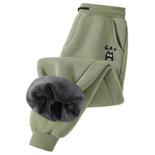 NN真维斯加绒裤子男款秋冬季加厚保暖休闲长裤青少年宽松收脚裤潮