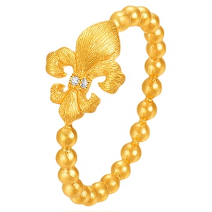 【莱绅通灵七夕限定】莱绅通灵 鸢尾花足金999古法黄金钻石戒指