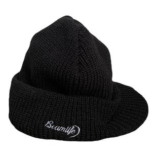 BEAMLIFE24AW秋冬原创户外街头日系复古粗针织鸭舌帽子保暖毛线帽