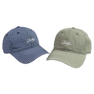 2025春夏新款潮牌字母刺绣软顶棒球帽女韩版时尚百搭格子鸭舌帽