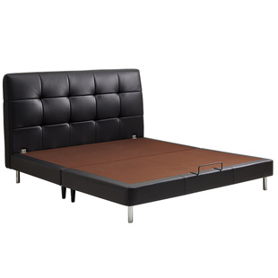 全友家居复古风1.5m大黑牛单人床主卧1米8双人真皮床床垫组合套装