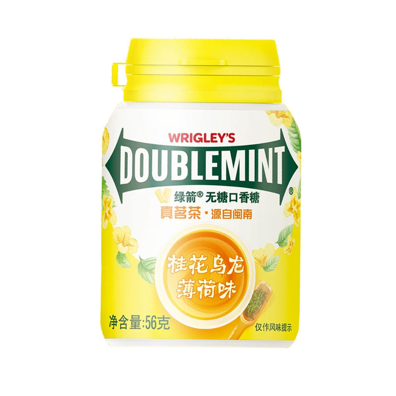 绿箭口香糖桂花乌龙薄荷味40粒56g*2瓶装解馋休闲小零食清新口气