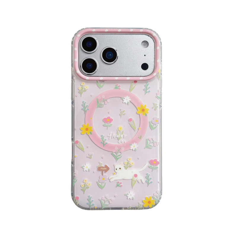 粉黄蓝碎花兔子适用iphone苹果17promax温柔16pro轻薄15女生小众气质全包相机ai键双层IMD磁吸防摔气囊手机壳