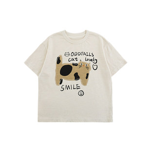 oddtails男童短袖T恤纯棉儿童夏季2026新款男孩童趣印花大童上衣