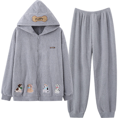 马克公主毛绒拉链睡衣男秋冬可爱