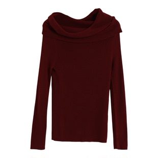 记忆的起点一字肩毛衣2025冬季新款百搭红色针织上衣女69GD50002D