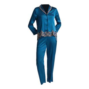 2025春秋法式真丝睡衣女蕾丝拼接长袖长裤轻奢高级感休闲家居服