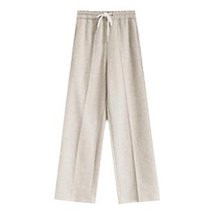 SHE牌质感!柜上千元』版型巨好羊毛人字纹加绒秋冬毛呢直筒阔腿裤