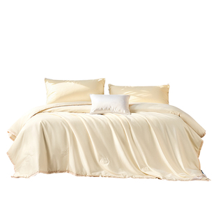 富安娜100%桑蚕丝空调被纯棉春秋被褥结婚被芯喜被全棉被子夏凉被