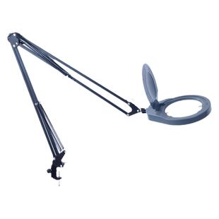 PDOK夹式桌面金属长臂折叠支架放大镜台灯带LED灯高清玻璃镜片电子维修检验修表手机主板雕刻检测焊接专用