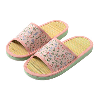 夏季新款拖鞋居家情侣竹席底凉拖鞋地板拖鞋藤草泡沫底弹性竹拖鞋