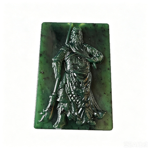 武财神关公玉牌天然泰山玉吊坠招财挂件忠义千秋关二爷霸气护身