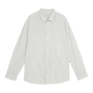 泡泡纱 BD健美站人夫感老钱白色长袖健身衬衫男士黑色休闲衬衣男