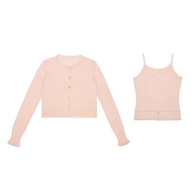 LLANO法式镂空毛衣背心两件套