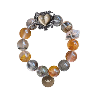 瓦萨比莫奈幽灵桃心银曜石手链多宝水晶私人定制手串情侣送礼配饰