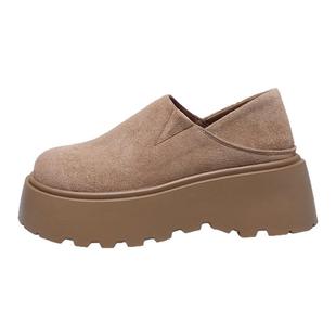 厚底增高勃肯鞋一脚蹬单鞋女2025新款秋季小个子女鞋博肯鞋乐福鞋