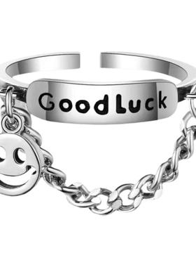韩版超酷goodlucky戒指时尚个性