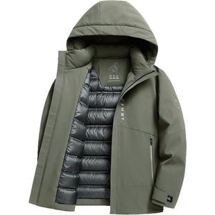 雪中飞男式羽绒服短款2025新款连帽休闲防风防寒服中青年冬装外套