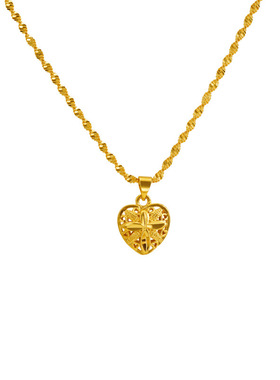 沙金桃心吊坠项链女百搭时尚优雅精致高品质饰品送女友闺蜜礼物